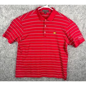 Masters Collection Men's‎ Short Sleeve Polo Shirt Red Striped Pima Cotton Large
